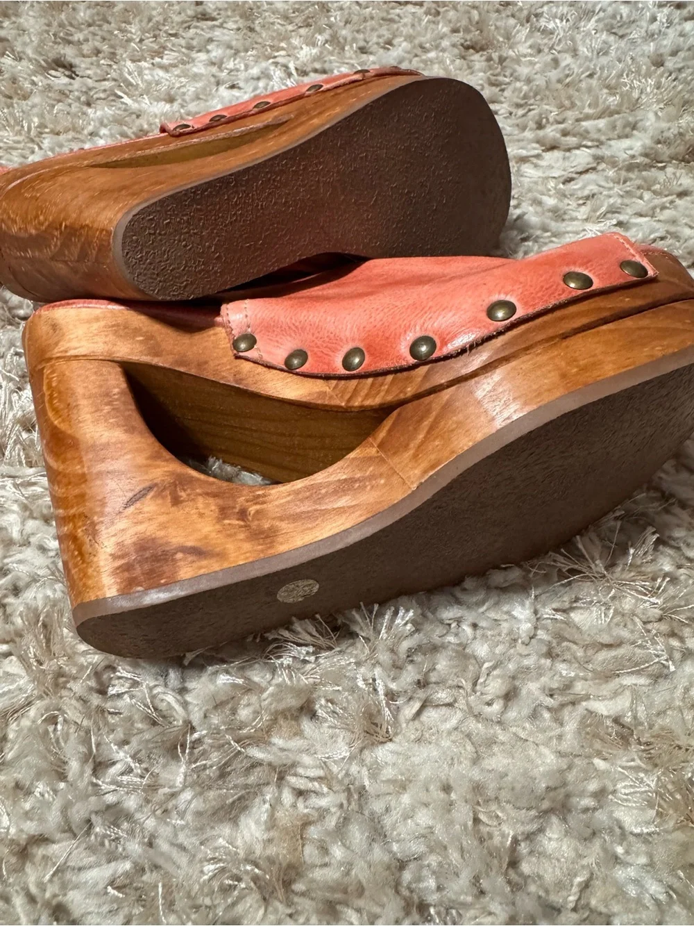 BED|STU Leather Open-Peep Wedge Sandals
